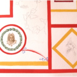 Detail of the reconstruction on paper with tempera.
